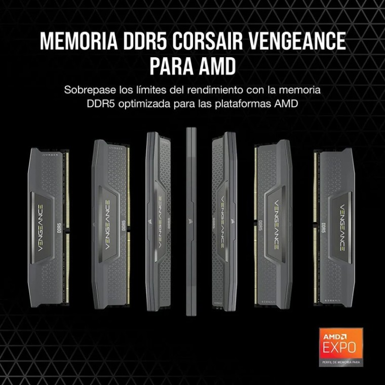 Corsair Vengeance DDR5 6000MHz 64GB 2x32GB CL40 Negra Optimizado AMD