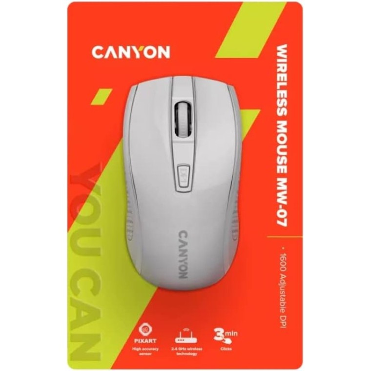 Canyon MW-7 Ratón Inalámbrico 1600DPI Blanco