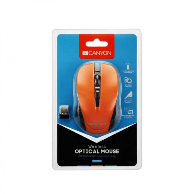 Canyon CNE-CMSW1O Ratón Inalámbrico 1200 DPI Naranja