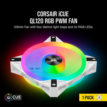 Corsair iCUE QL120 RGB PWM Single Pack Blanco 120mm