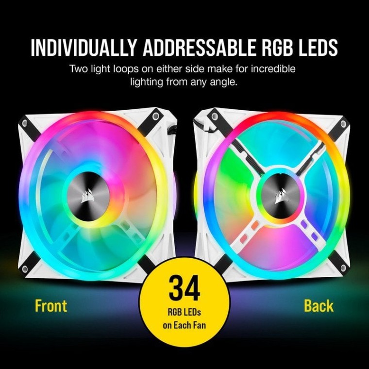 Corsair iCUE QL140 RGB PWM Dual Fan con Lighting Node Core Blanco 140mm