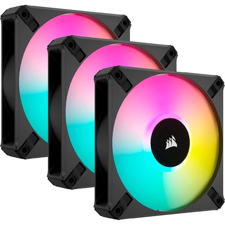 Corsair iCUE AF120 RGB ELITE Juego de Tres Ventiladores PWM de 120 mm Negro con Controlador iCue