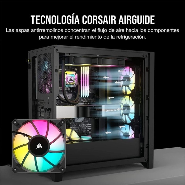 Corsair iCUE AF120 RGB ELITE Juego de Tres Ventiladores PWM de 120 mm Negro con Controlador iCue