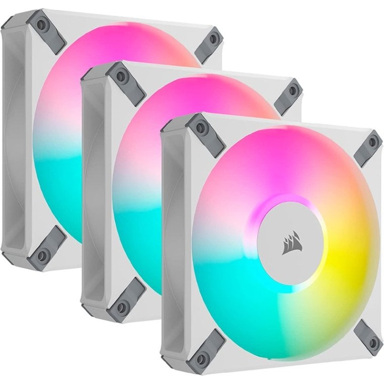 Corsair iCUE AF120 RGB ELITE Juego de Tres Ventiladores PWM de 120 mm Blanco con Controlador iCue