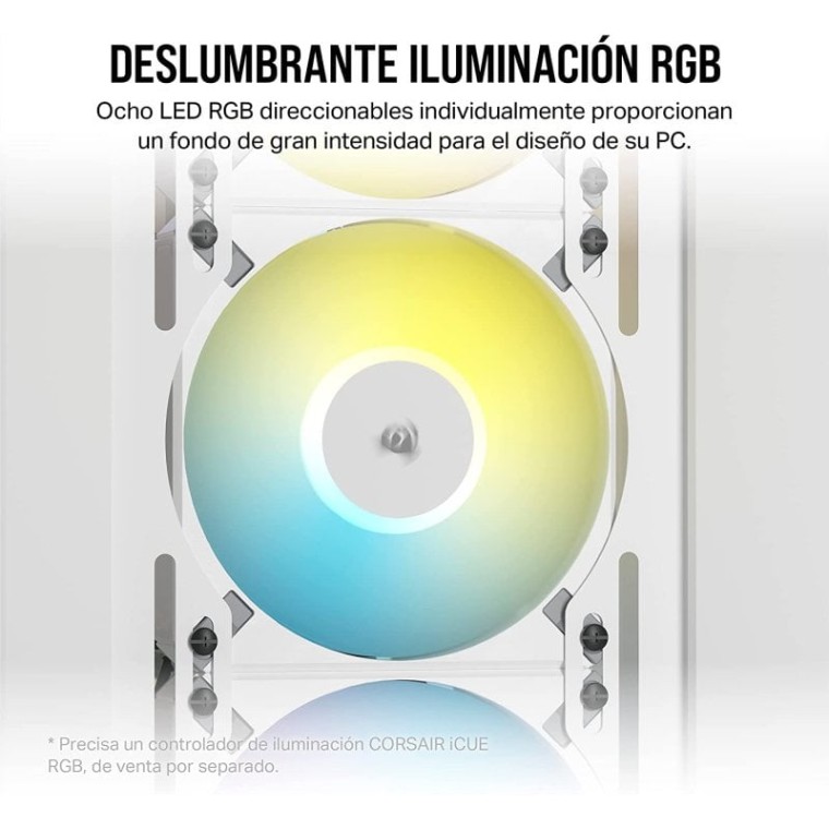 Corsair iCUE AF120 RGB ELITE Juego de Tres Ventiladores PWM de 120 mm Blanco con Controlador iCue