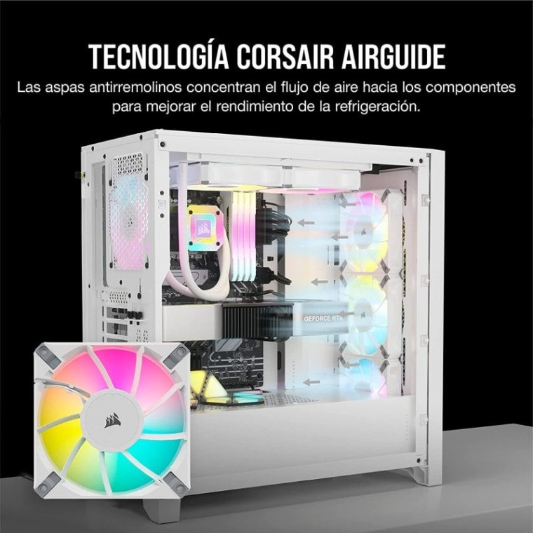 Corsair iCUE AF120 RGB ELITE Juego de Tres Ventiladores PWM de 120 mm Blanco con Controlador iCue