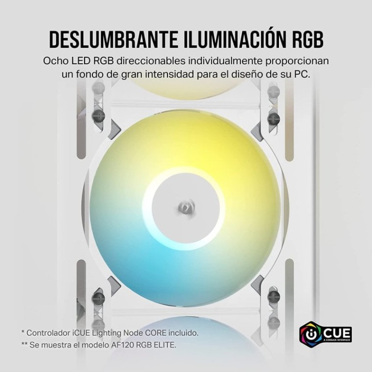 Corsair AF120 RGB Slim Kit de 2 Ventiladores con Rodamiento Dinámico de Fluidos PWM 120 mm Blanco