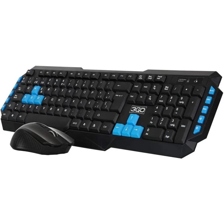 3Go Drile Combo Teclado + Ratón Inalámbricos Negro