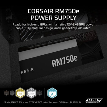 Fuente Alimentación Corsair RMe Series RM750e ATX 3.1 PCIe 5.1 750W Cybenetics 80 Plus Gold Modular