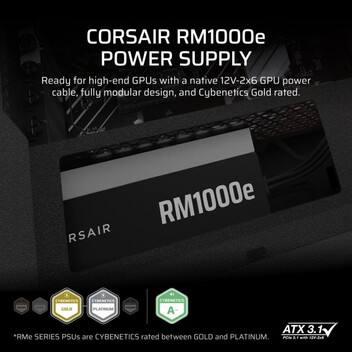 Fuente Alimentación Corsair RMe Series RM1000e ATX 3.1 PCIe 5.1 1000W Cybenetics 80 Plus Gold Modula