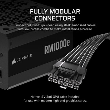 Fuente Alimentación Corsair RMe Series RM1000e ATX 3.1 PCIe 5.1 1000W Cybenetics 80 Plus Gold Modula