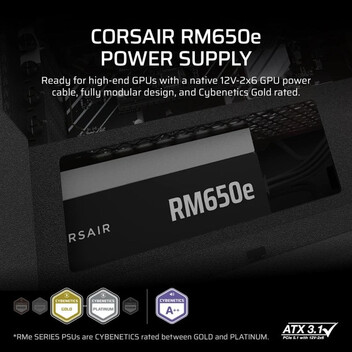 Fuente Alimentación Corsair RMe Series RM650e ATX 3.1 PCIe 5.1 650W Cybenetics 80 Plus Gold Modular