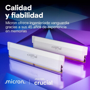 Memoria RAM Crucial Pro CP2K32G64C40U5W 64GB 2x32GB DDR5 6400MHz CL40 AMD EXPO Intel XMP Disipador B