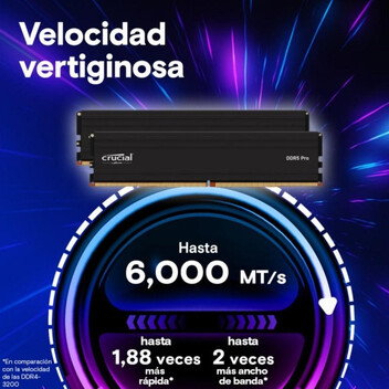 Memoria RAM Crucial Pro CP2K64G56C46U5 128GB 2x64GB DDR5 5600MHz CL46 Intel XMP AMD EXPO Memoria RAM Crucial Pro CP2K64G56C46U5 128GB 2x64GB DDR5 5600MHz CL46 Intel XMP AMD EXPO