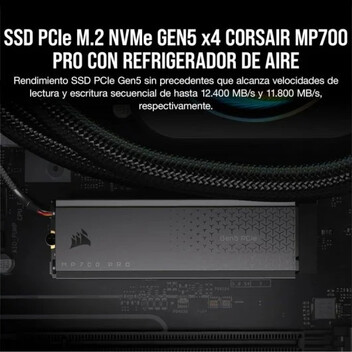 Corsair MP700 PRO 2TB SSD PCIe M.2 NVMe 2.0 Gen5 x4 con Refrigerador de Aire Corsair MP700 PRO 2TB SSD PCIe M.2 NVMe 2.0 Gen5 x4 con Refrigerador de Aire
