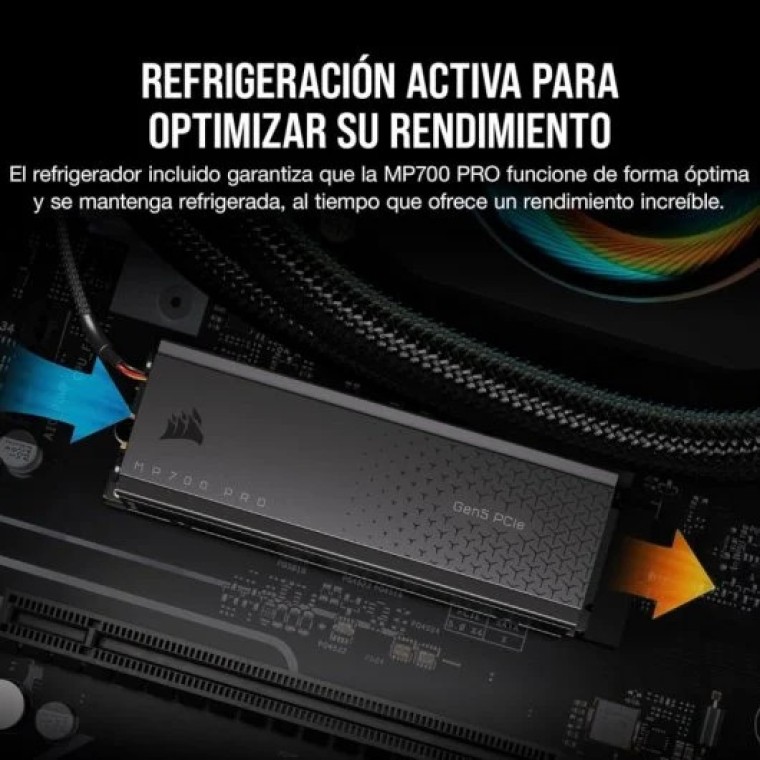 Corsair MP700 PRO 2TB SSD PCIe M.2 NVMe 2.0 Gen5 x4 con Refrigerador de Aire