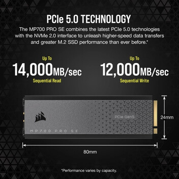 Disco Duro Corsair MP700 PRO SE 2TB Disco SSD 14000MB/s NVMe PCIe 5.0 M.2 Gen5 NAND 3D TLC