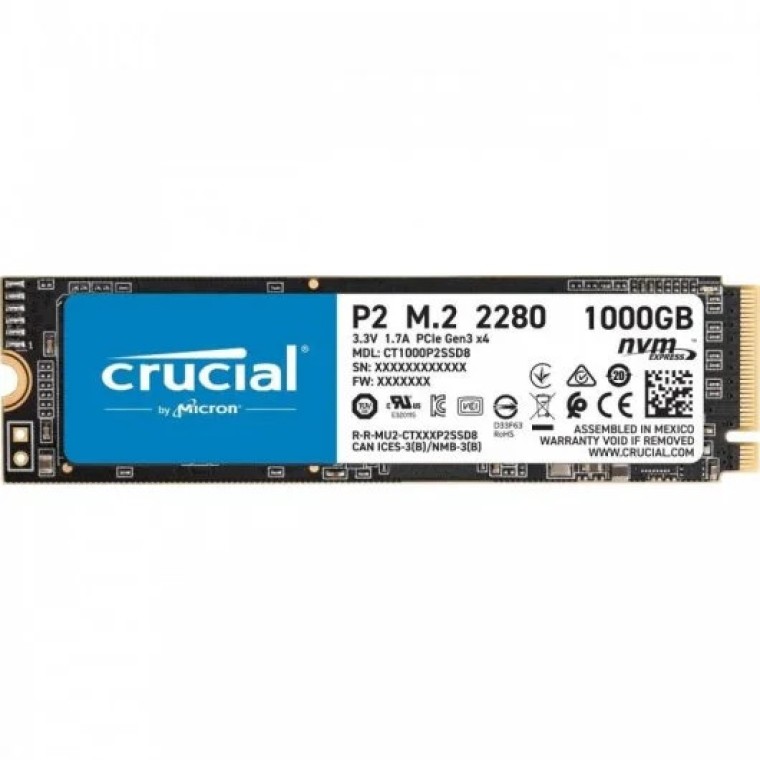 Crucial P2 SSD 1TB M.2 PCIe Gen3 NVMe