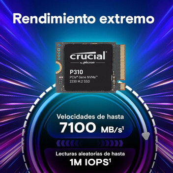 Disco Duro Crucial P310 1TB Disco SSD 2230 7100MB/S NVME M.2 PCIe Gen4 Disco Duro Crucial P310 1TB Disco SSD 2230 7100MB/S NVME M.2 PCIe Gen4