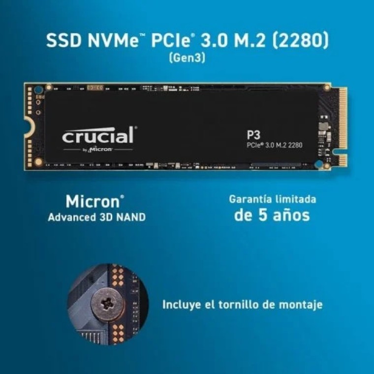 Crucial P3 1TB SSD M.2 2280 3D NAND NVMe PCIe 3.0