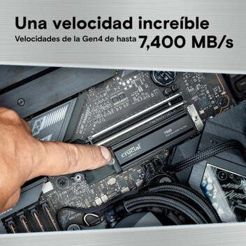 Crucial T500 1TB SSD PCIe Gen4 NVMe M.2 con Disipador Crucial T500 1TB SSD PCIe Gen4 NVMe M.2 con Disipador
