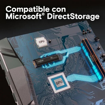 Crucial T500 1TB SSD PCIe Gen4 NVMe M.2 con Disipador Crucial T500 1TB SSD PCIe Gen4 NVMe M.2 con Disipador