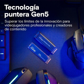Disco Duro Crucial 2 TB SSD M.2 14500 MB/s T710 Gen5 NVMe + Difusor térmico opcional Disco Duro Crucial 2 TB SSD M.2 14500 MB/s T710 Gen5 NVMe + Difusor térmico opcional