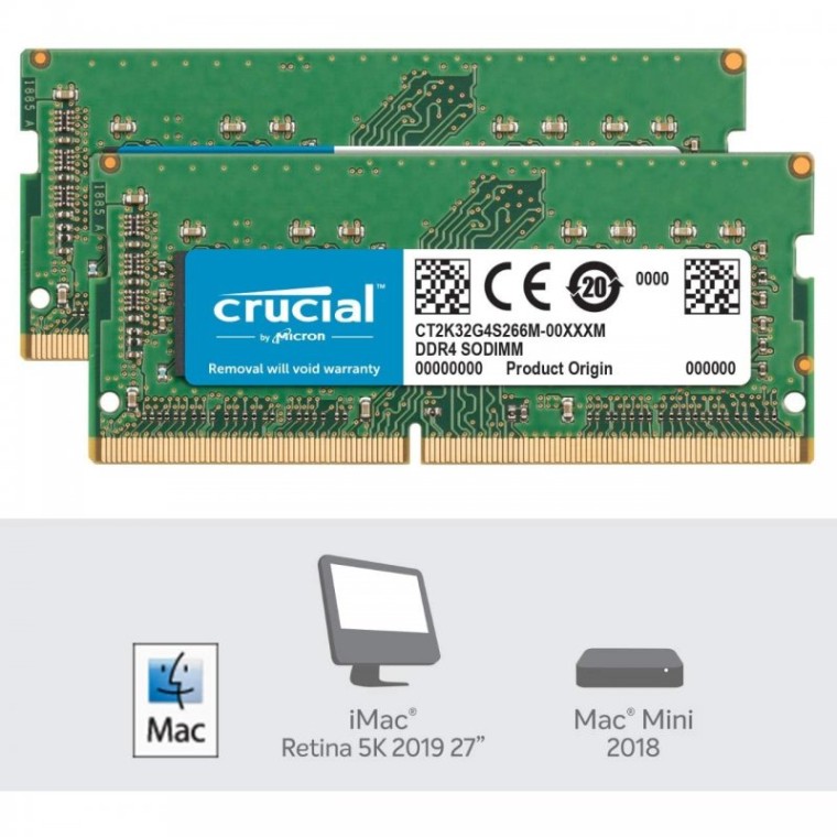 Crucial Mac Memory SO-DIMM DDR4 2666MHz 64GB 2x32GB CL19