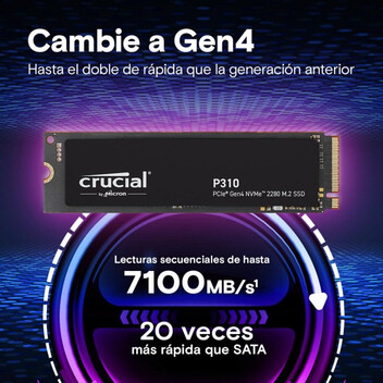 Disco Duro Crucial 4 TB M.2 NVMe 7100 MB/s P310 PCIe 4.0 con Disipador para PS5 y PC