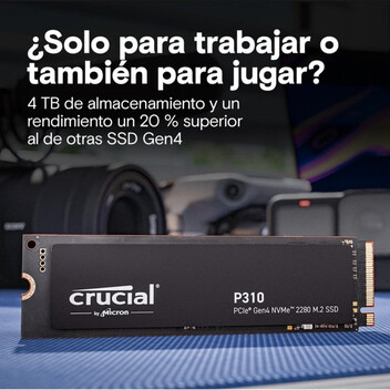 Disco Duro Crucial 4 TB M.2 NVMe 7100 MB/s P310 PCIe 4.0 con Disipador para PS5 y PC