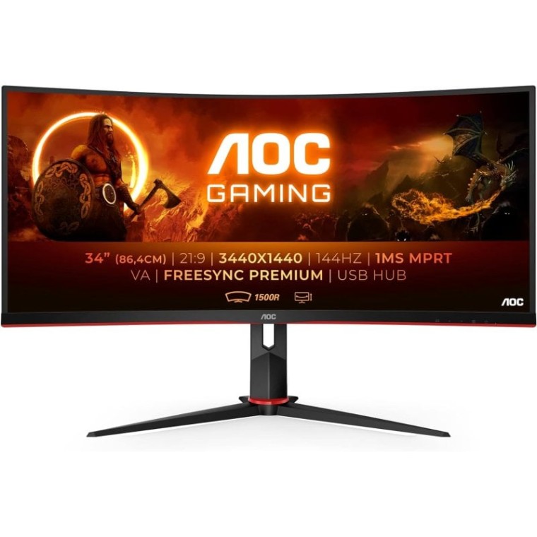 AOC CU34G2X/BK 34" LED Wide QuadHD 144Hz FreeSync Curvo