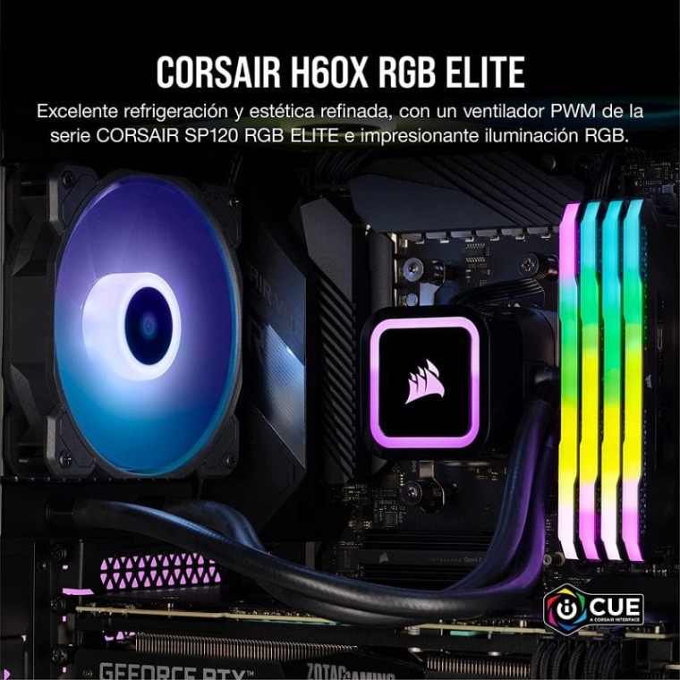 Corsair iCUE H60x RGB Elite Kit de Refrigeración Líquida 120mm Negro