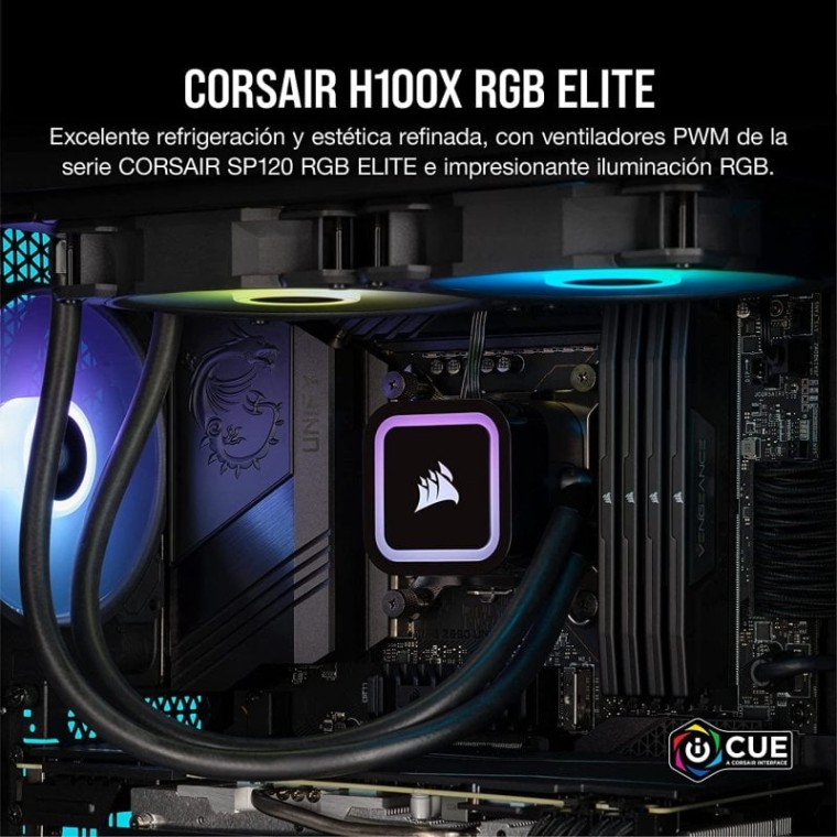 Corsair iCUE H100x RGB ELITE Kit de Refrigeración Líquida 240mm Negro