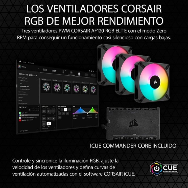 Corsair iCUE H150i ELITE CAPELLIX XT Kit de Refrigeración Líquida 360mm Negro