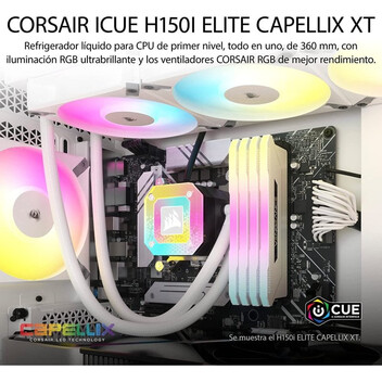 Corsair iCUE H150i ELITE CAPELLIX XT Kit de Refrigeración Líquida 360mm Blanco Corsair iCUE H150i ELITE CAPELLIX XT Kit de Refrigeración Líquida 360mm Blanco