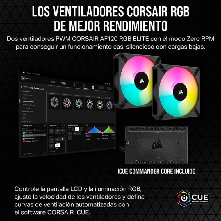 Corsair iCUE H100i ELITE LCD XT Kit de Refrigeración Líquida 240mm Negro