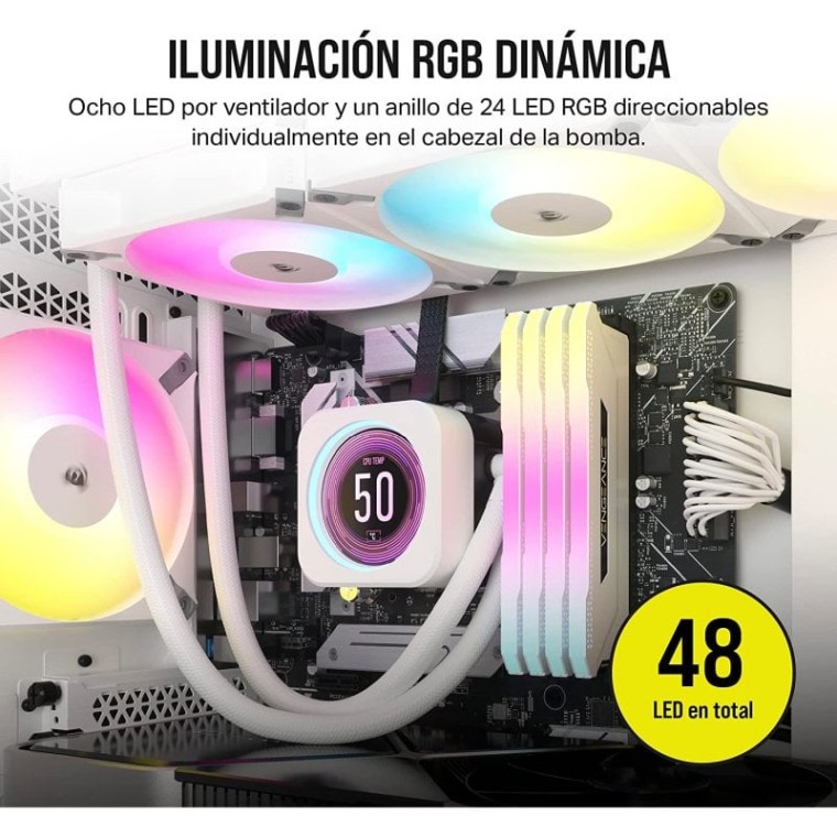 Corsair iCUE H150i ELITE LCD XT Kit de Refrigeración Líquida 360mm Blanco