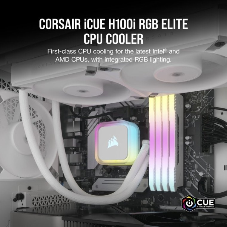 Corsair iCUE H100i RGB ELITE Kit de Refrigeración Líquida 240mm Blanca