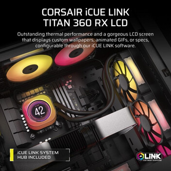 Corsair iCUE LINK TITAN 360 RX LCD Kit Refrigeración Líquida 360mm Negro