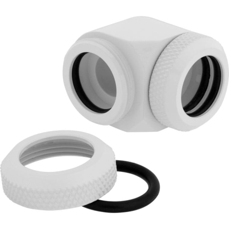 Corsair Racro 14 mm de 90° Hydro X Series XF Rígido Pack de 2 Unidades Blanco