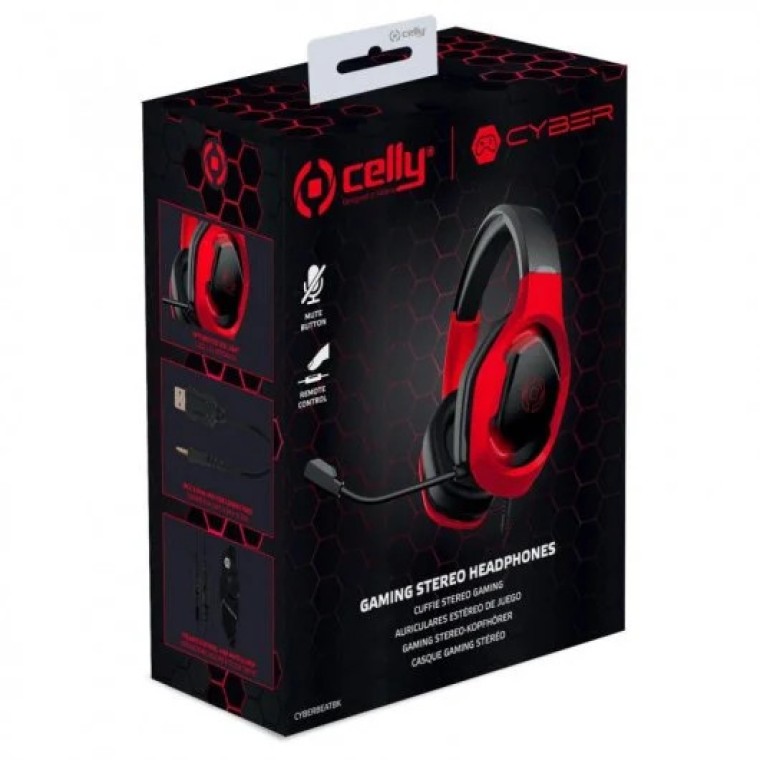 Celly CyberBeat Auriculares Gaming Negros/Rojos