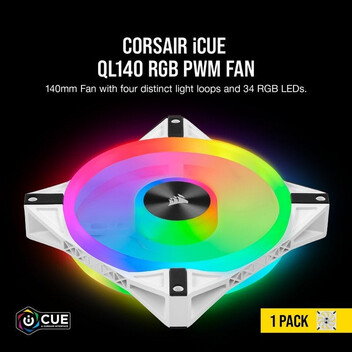 Corsair iCUE QL140 RGB PWM Single Pack Blanco 140 mm Corsair iCUE QL140 RGB PWM Single Pack Blanco 140 mm