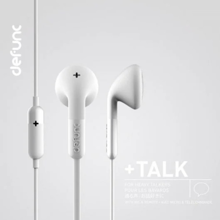 Defunc + Talk Auriculares con Cable Jack 3.5mm Blancos