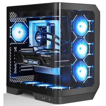 Torre PC Caja PC darkFlash DY570 Black Full Tower Vidrio Curvo 4xARGB ATX