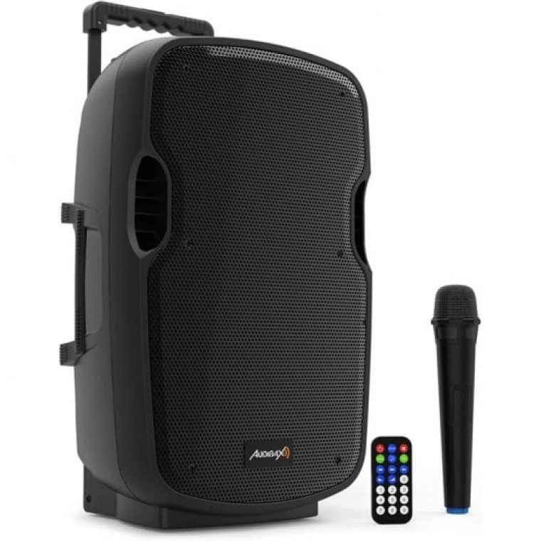 Audibax Denver 10 Altavoz Activo PA con Ruedas y Micrófono Inalámbrico 10” 150W Negro