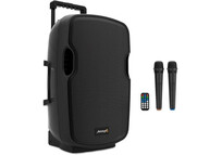Audibax Denver 15 Altavoz Activo PA con Ruedas y 2 Micrófonos Inalámbricos 15” 250W Negro