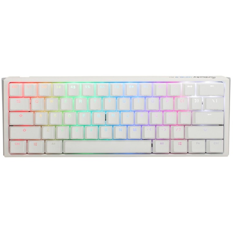 Ducky ONE 3 Classic Mini 60% Pure White Hot-swappable MX-Red RGB PBT Teclado Mecánico