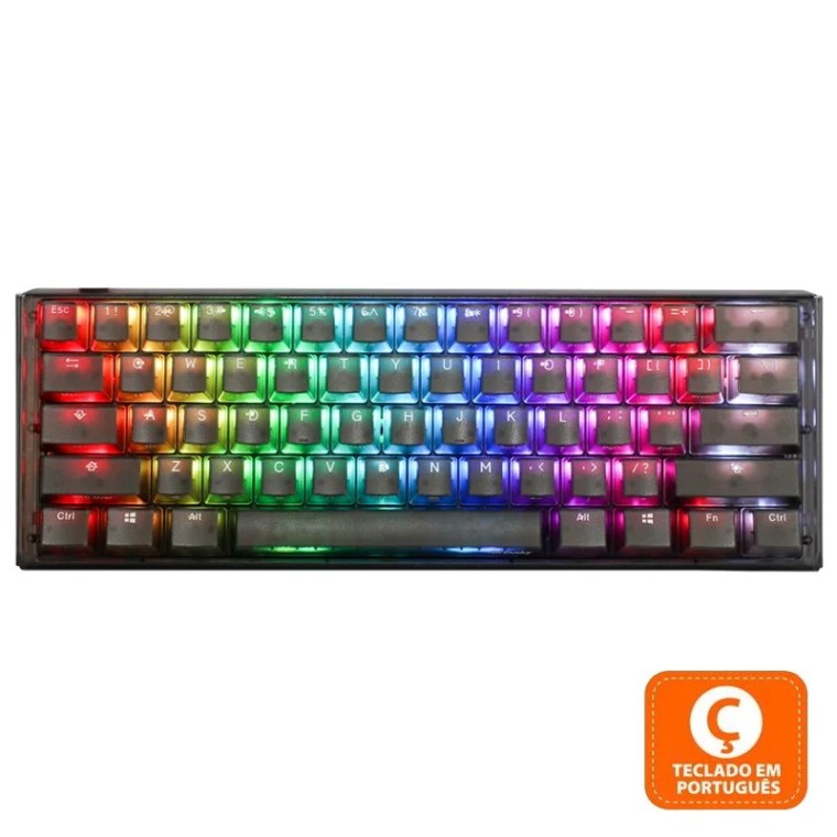 Ducky One 3 Aura Black Mini 60% Teclado Gaming Mecânico Hot-swappable MX-Silent Red RGB PBT (PT)