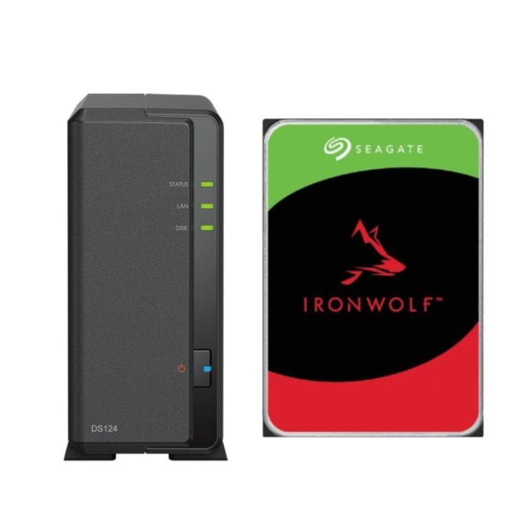 Synology DiskStation DS124 NAS 1GB RAM + 1x Disco Duro 10TB Seagate IronWolf