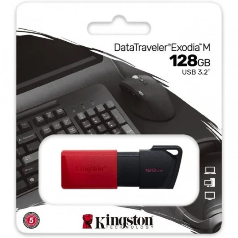 Kingston DataTraveler Exodia M Unidad Flash USB 128GB USB 3.2 Negro/Rojo